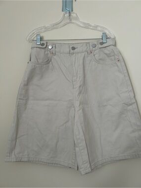 Oak and Fort Women High Rise Light Beige Casual Long Shorts
